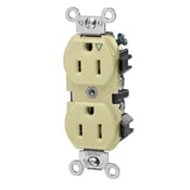 15-Amp, 125 Volt, Industrial Series Heavy Duty Specification Grade, Duplex Receptacle, Straight Blade, Isolated Ground, Ivory