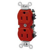 15-Amp, 125 Volt, Industrial Series Heavy Duty Specification Grade, Duplex Receptacle, Industrial Grade, Isolated Ground, Red