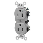 15-Amp, 125 Volt, Industrial Series Heavy Duty Specification Grade, Duplex Receptacle, Straight Blade, Isolated Ground, Gray