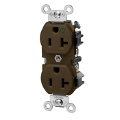 20-Amp, 125 Volt, Industrial Series Heavy Duty Specification Grade, Duplex Receptacle, Straight Blade, Isolated Ground, Brown