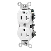 20-Amp, 125 Volt, Industrial Series Heavy Duty Specification Grade, Duplex Receptacle, Straight Blade, Isolated Ground, White