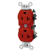 20-Amp, 125 Volt, Industrial Series Heavy Duty Specification Grade, Duplex Receptacle, Straight Blade, Isolated Ground, Red