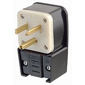 30 Amp, 125 Volt, Straight Blade, Plug, Industrial Grade, Grounding, Angle, Black