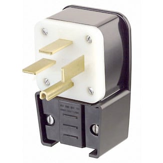 50 Amp, 250 Volt- 3PY, Straight Blade, Plug, Industrial Grade, Grounding, Angle, Black