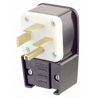 60 Amp, 250 Volt- 3PY, Straight Blade, Plug, Industrial Grade, Grounding, Angle, Black