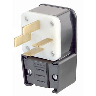 50 Amp, 120/208 Volt- 3PY, Straight Blade, Plug, Industrial Grade, Non-Grounding, Angle, Black
