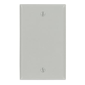 1-Gang No Device Blank Wallplate, Standard Size, Thermoset, Box Mount, Gray