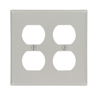 2-Gang Duplex Device Receptacle Wallplate, Standard Size, Thermoset, Device Mount, Gray