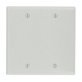 2-Gang No Device Blank Wallplate, Standard Size, Thermoset, Box Mount, Gray