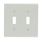 2-Gang Toggle Device Switch Wallplate, Standard Size, Thermoset, Device Mount, Gray