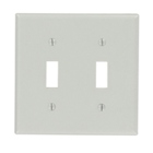 2-Gang Toggle Device Switch Wallplate, Standard Size, Thermoset, Device Mount, Gray