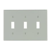 3-Gang Toggle Device Switch Wallplate, Standard Size, Thermoset, Device Mount, Gray