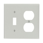 2-Gang 1-Toggle 1-Duplex Device Combination Wallplate, Standard Size, Thermoset, Device Mount, Gray