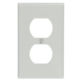 1-Gang Duplex Device Receptacle Wallplate, Standard Size, Thermoset, Device Mount, Gray