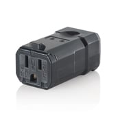 15 Amp, 125 Volt, NEMA 5-15R, 2P, 3W, Connector, Straight Blade, Industrial Grade, Grounding, Python - BLACK