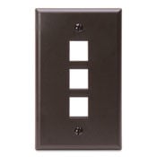 QuickPort Wallplate, Single Gang, 3-Port, Brown