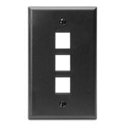 QuickPort Wallplate, Single Gang, 3-Port, Black