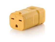 15 Amp, 250 Volt, Connector, Straight Blade, Industrial Grade, Grounding, Python, Yellow