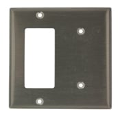 2-Gang 1-Blank Decora/GFCI Device Combination Wallplate, Stainless Steel