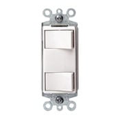 Individual Swithces: 15 Amp 120 Volt/Devices Total: 20 Amp 120 Volt.  Decora Dual Rocker Combination Switch w/ Ground  Screw Terminals and Push-in Wiring.  White.