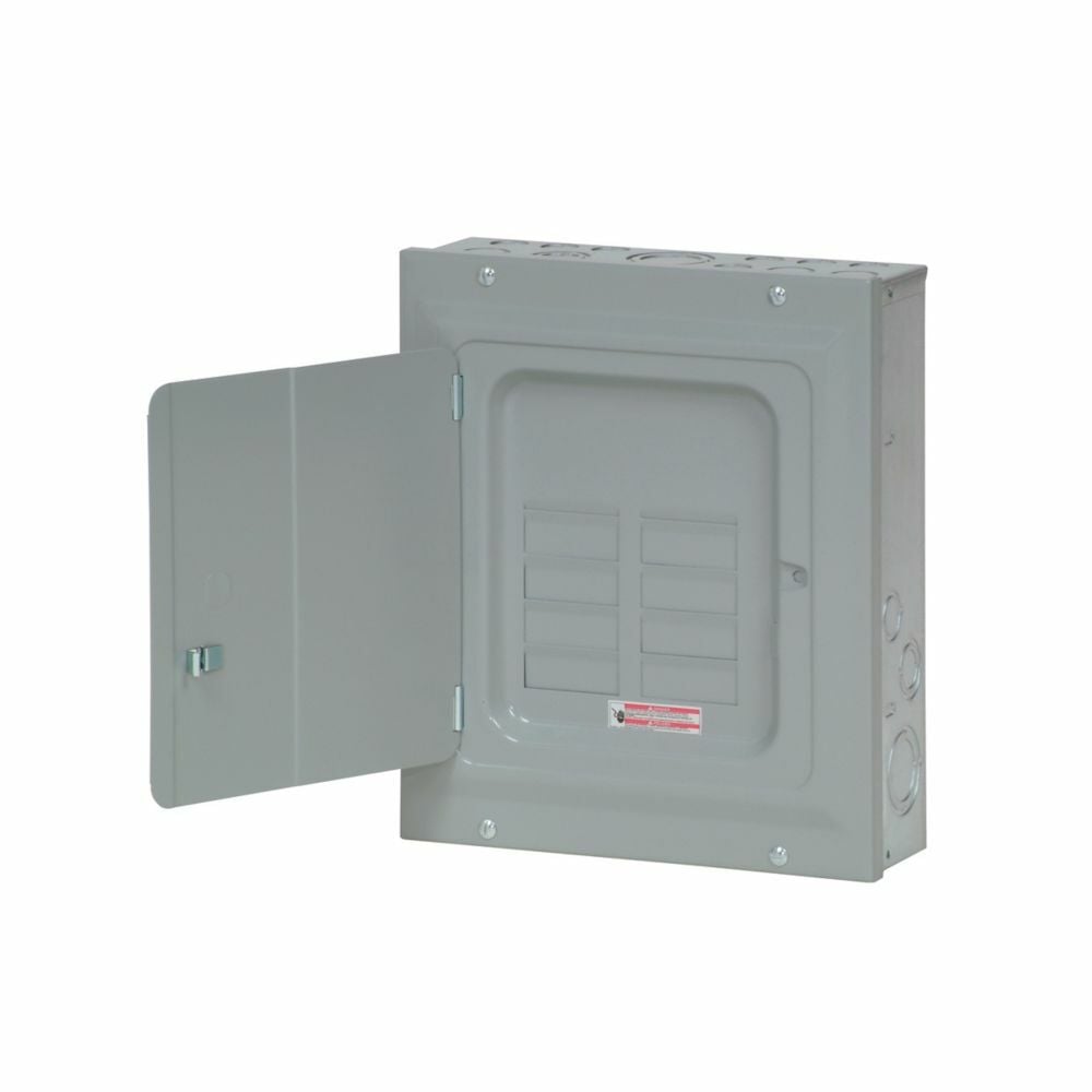 Eaton Eaton BR main lug loadcenter, 125 A,7,Aluminum, NEMA 1,Metallic,10 kAIC,BR,Surface,NEMA 1,16 Circuits,Twenty-four pole,8 Spaces,Three-wire,Single-phase,Type BR 1-inch breakers,120/240V,#14-1 AWG Cu/Al