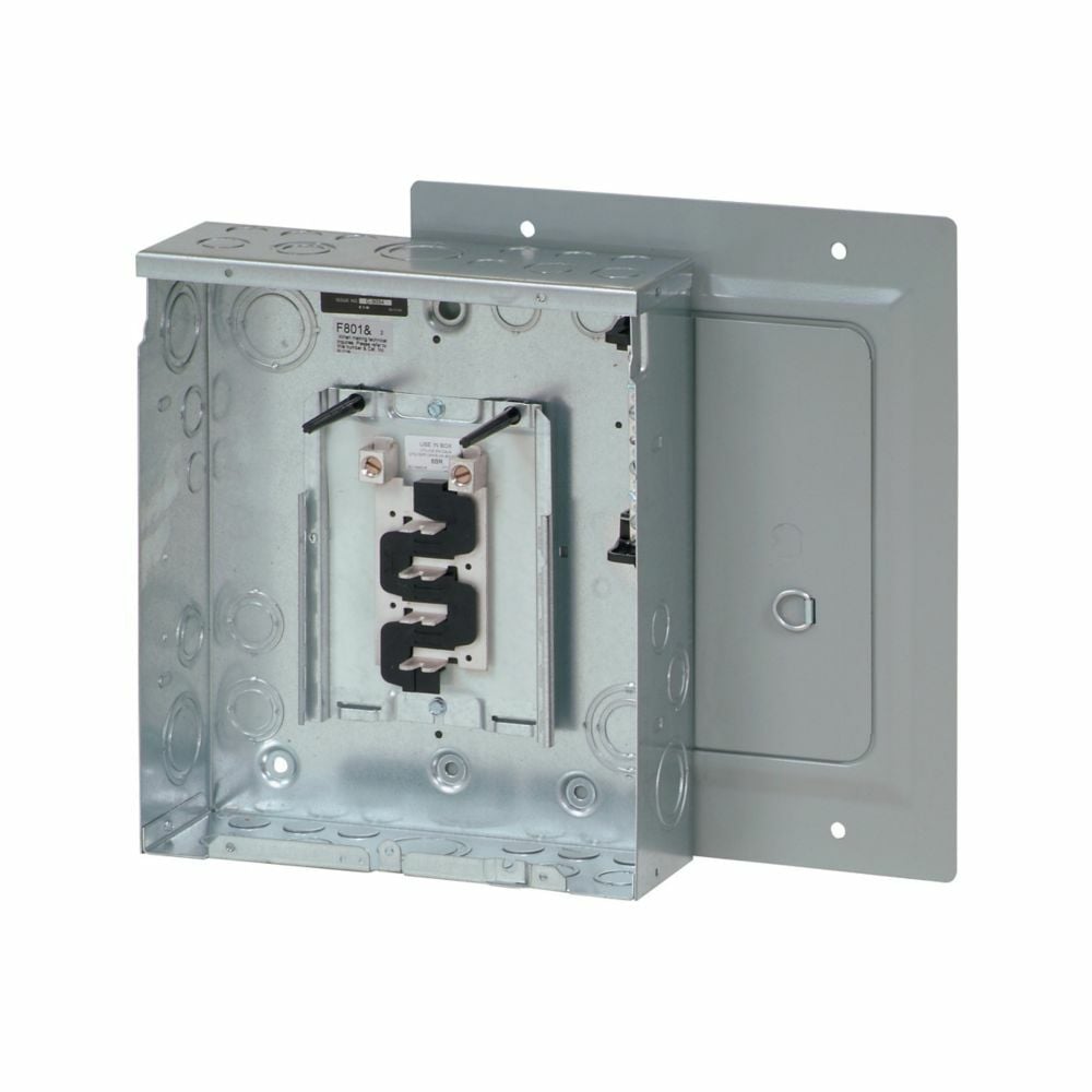 Eaton Eaton BR main lug loadcenter, 125 A,7,Aluminum, NEMA 1,Metallic,10 kAIC,BR,Flush,NEMA 1,16 Circuits,Twenty-four pole,8 Spaces,Three-wire,Single-phase,Type BR 1-inch breakers,120/240V,#14-1 AWG Cu/Al