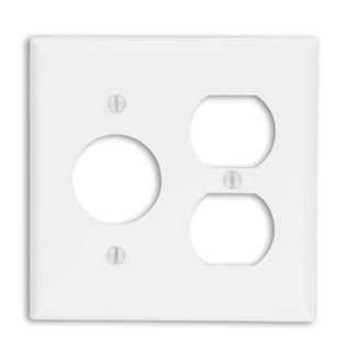 2-Gang 1-Duplex 1-Single 1.406 Inch Dia. Device Combination Wallplate, Standard Size, Painted Metal, Device Mount - Ivory