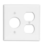 2-Gang 1-Duplex 1-Single 1.406-Inch Diameter, Device Combination Wallplate, Painted Metal, Device Mount, White