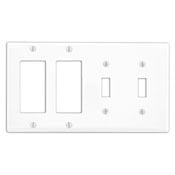 4-Gang 2-Toggle Decora/GFCI Device Combination Wallplate, Device Mount, White