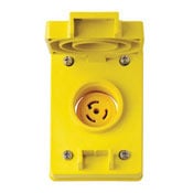 30 Amp, 250 Volt, Flush Mounting Locking Receptacle, Industrial Grade, Grounding, Wetguard with Cover, Yellow