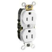 15 Amp, 125 Volt, Slim Body Duplex Receptacle, Smooth Face, Straight Blade, Commercial Grade, Self Grounding, White
