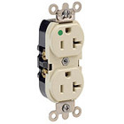 20-Amp, 125 Volt, Extra Heavy Duty Duplex Receptacle, Straight Blade, Self Grounding, Illuminated, Ivory