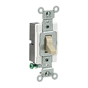 15 Amp, 120/277 Volt, Toggle Single-Pole Ac Quiet Switch, Commercial Grade, Grounding, Ivory