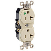 20-Amp, 125 Volt, Extra Heavy Duty Duplex Receptacle, Straight Blade, Self Grounding, Illuminated, Red