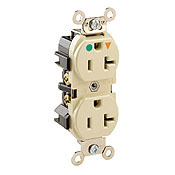 Narrow Body Duplex Receptacle, Straight Blade, Hospital Grade, Isolated Ground, Red