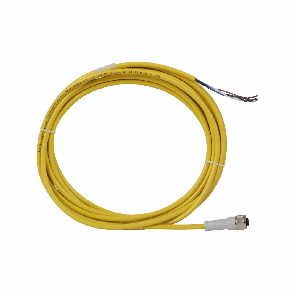 Eaton Photoelectric Sensor Connector Cable, Global Plus, Accessory, Sensor connectivity, Micro-style straight female, DC, 4-wire, 22 AWG, 16.4 ft, 4 pin, PVC, 320V