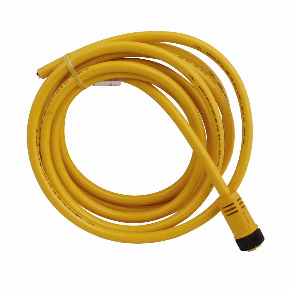 Eaton Photoelectric sensor, Sensor connectivity, Mini-style straight female, 13.1 ft, 3 pin, PVC, 600V