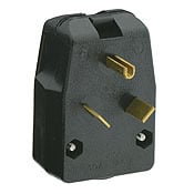 30 Amp, 125 Volt, Travel Trailer Vinyl Grounding Angle Plug, Black