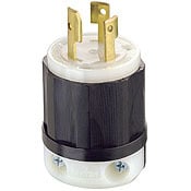 30 Amp, 125/250 Volt, Locking Plug, Industrial Grade, Non-Grounding, Black-White