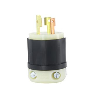 30 Amp, 125/250-Volt, Grounding, Industrial Grade, Locking Plug, Black-White