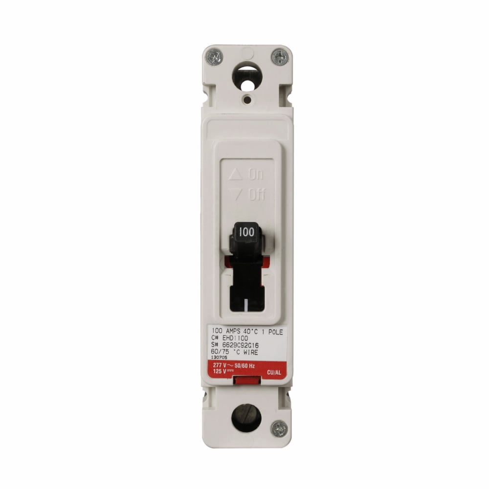 Eaton Series C complete molded case circuit breaker, F-frame, EHD, Complete breaker, Fixed thermal, Fixed magnetic trip type, Single-pole, 40 A, Load side, 50/60 Hz