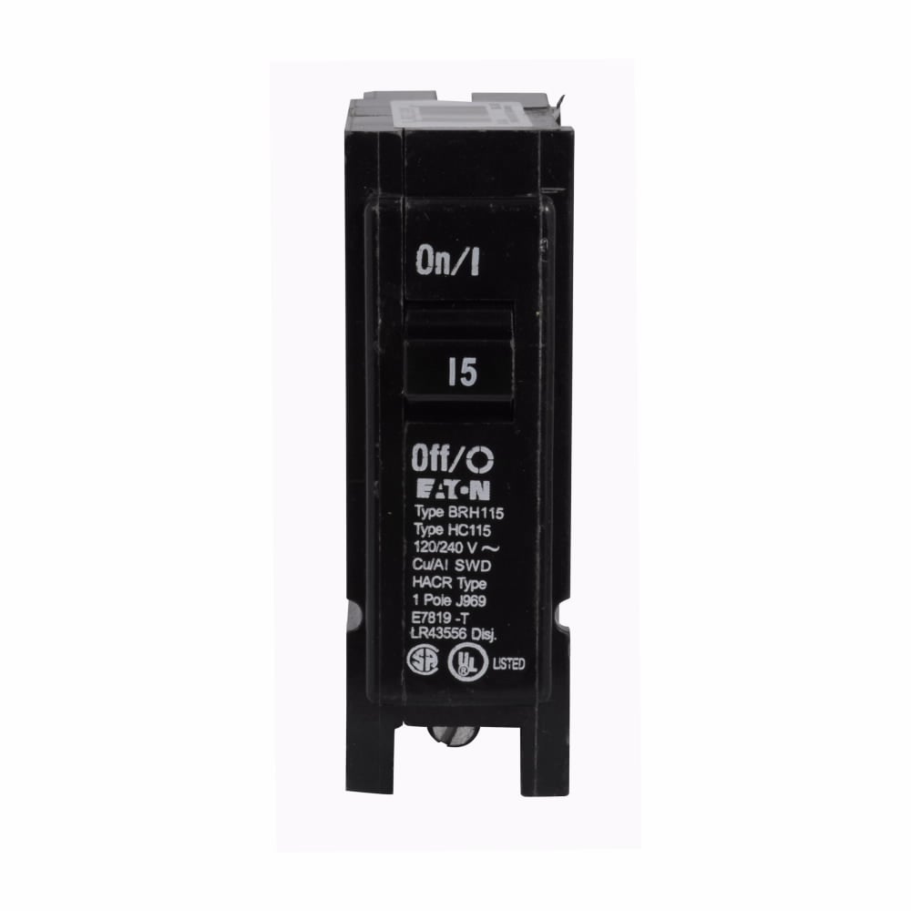Eaton BR thermal magnetic circuit breaker,Type BR 1-Inch plug-on high-magnetic circuit breaker,30 A,22 kAIC,Single-pole,120/240V,BRH,#14-4 AWG Cu/Al,BRH,Type BR Loadcenters