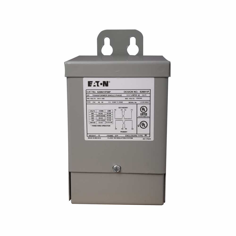 Eaton General purpose encapsulated transformer, EP, aluminum, NEMA 3R, 54, 60 Hz, single-phase, 240 V, 480 V, 120/240 V, NONE, 115 ?C rise, 0.1 KVA, indoor-outdoor, 3A