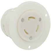30-Amp, 120/208 Volt- 3Py, Flanged Outlet Locking Receptacle, Industrial Grade, Non-Grounding, White