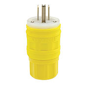 15 Amp, 277 Volt, Straight Blade, Plug, Industrial Grade, Grounding, Wetguard, Yellow