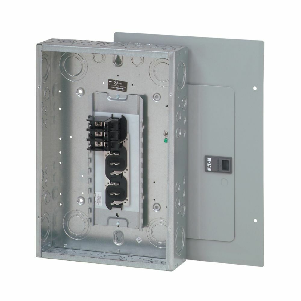 Eaton BR main lug loadcenter,No feed-thru lugs, includes BREQS125 hold-down screw,Main lug,125 A,C1,Aluminum,Cover included,Metallic,10 kAIC,BR,Combination,NEMA 1,24 Circuits,12 Spaces,Four-wire,Three-phase,208 Y/120, 240 V,#6-2/0 AWG Cu/Al