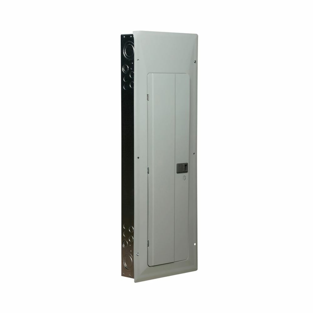 Eaton BR main lug loadcenter,No feed-thru lugs,Main lug,225 A,L1,Aluminum,Cover included,NEMA 1,Metallic,25 kAIC,BWH,Surface,NEMA 1,42 Circuits,42 Spaces,Four-wire,Three-phase,Type BR 1-inch breakers,208 Y/120, 240 V,#1 AWG-300 kcmil Cu/Al