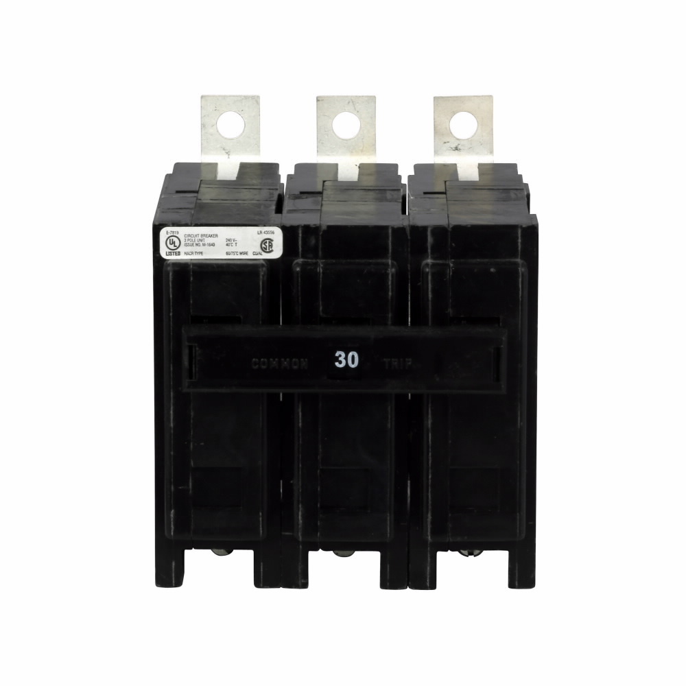 Quicklag Industrial Thermal-Magnetic Circuit Breaker, Three-pole, Nuclear, Ring Type, 30A, 22 kAIC, 240V
