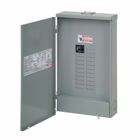 BR style 1-inch loadcenter, main circuit breaker, no feed-thru lugs, 100A, single-phase, 24-pole, 24 circuits, 20 spaces, 120/240V, #4-1/0 AWG Cu/Al at 60?C or 75?C wire, NEMA 3R enclosure, c3r box size