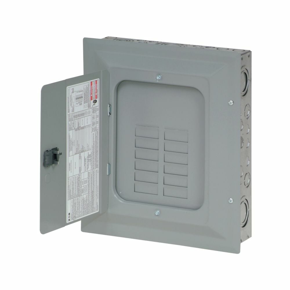 Eaton BR main lug loadcenter ,No feed-thru lugs, includes BREQS125 hold-down screw,Main lug,125 A,B2R,Aluminum,Cover included,NEMA 3R,Metallic,10 kAIC,BR,NEMA 3R,24 Circuits,Twenty-four pole,16 Spaces,Three-wire,Single-phase